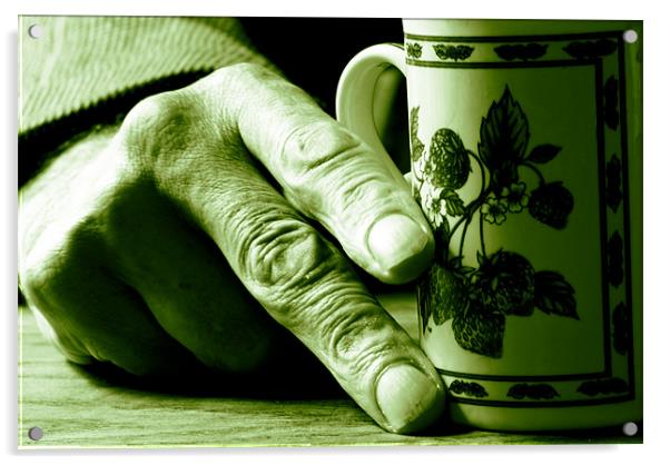 Hand on mug Acrylic by Nathan Wright