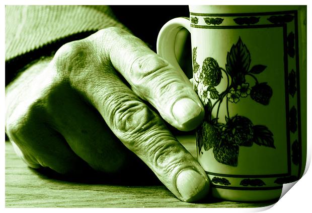 Hand on mug Print by Nathan Wright