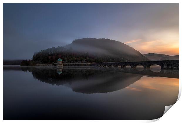 Garreg Ddu Dam, Elan Valley Print by Sandra Kepkowska