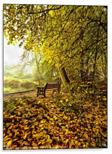 Seat in a foggy wood Acrylic by ROS RIDLEY
