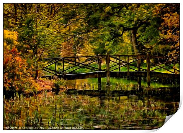 Autumn at the bridge Print by ROS RIDLEY