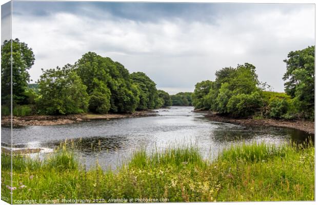 Looking downstream on the River Dee on a cloudy su Canvas Print by SnapT Photography