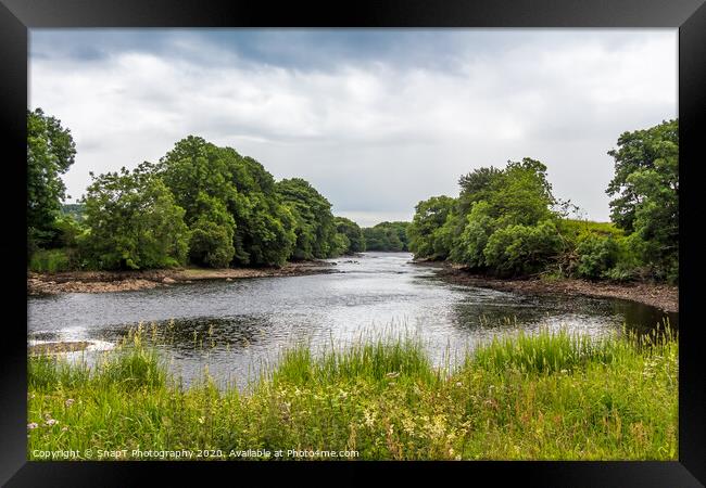 Looking downstream on the River Dee on a cloudy su Framed Print by SnapT Photography