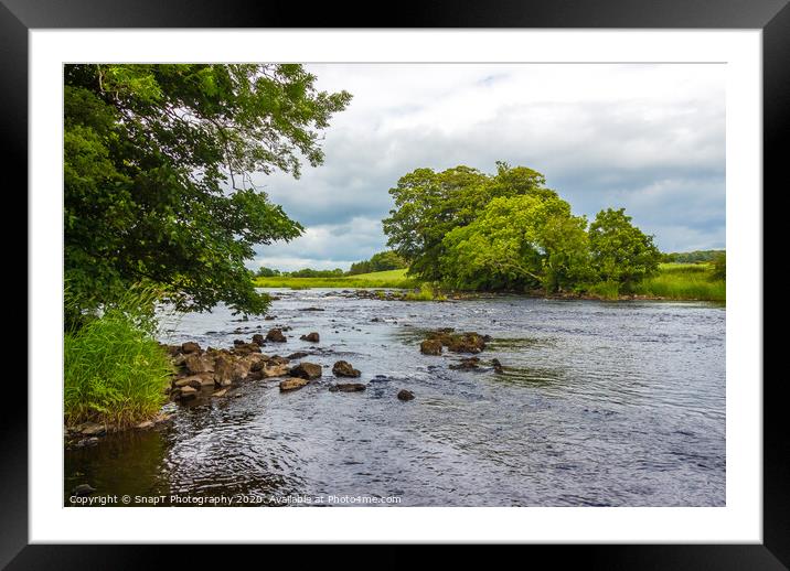 A rocky riffle under trees on a summers day on the Framed Mounted Print by SnapT Photography