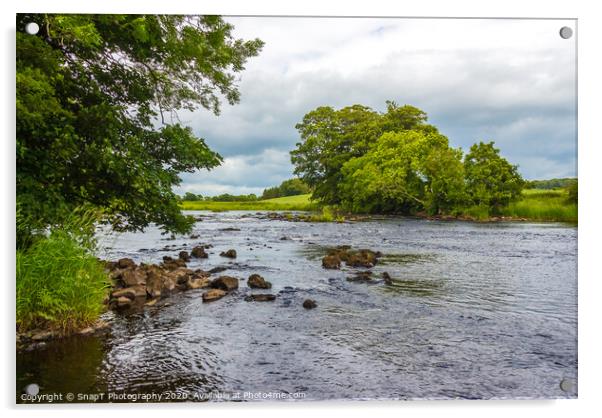 A rocky riffle under trees on a summers day on the Acrylic by SnapT Photography