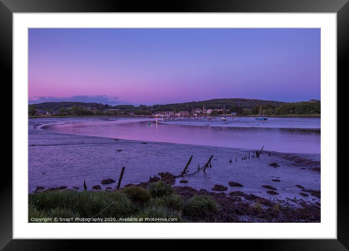Twilight over an estuary at low tide at Kirkcudbright Harbour southern Scotland. Framed Mounted Print by SnapT Photography