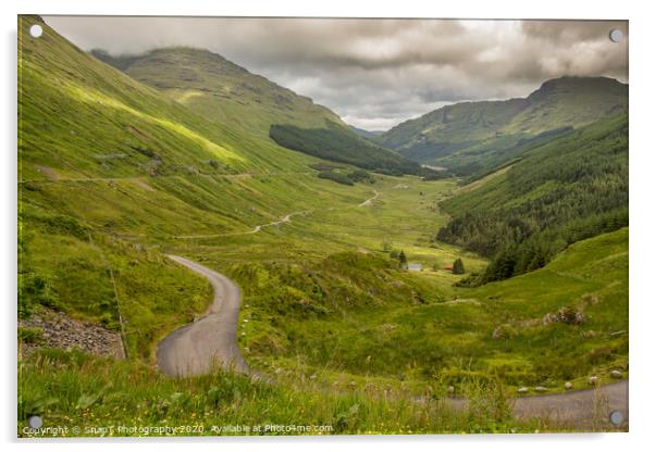 A view down a Scottish highland glen from the 'Res Acrylic by SnapT Photography
