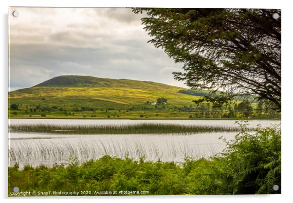 A view of Loch Stroan with a reed bed and the hill Acrylic by SnapT Photography