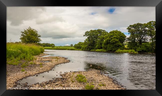 A gravel bar and low water on a lowland Scottish r Framed Print by SnapT Photography