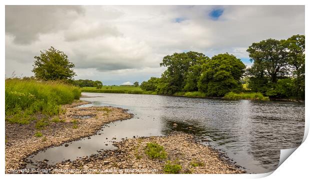 A gravel bar and low water on a lowland Scottish r Print by SnapT Photography