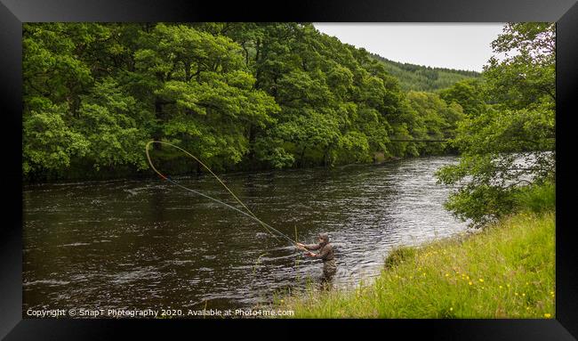 An fisherman salmon fly fishing on the River Orchy Framed Print by SnapT Photography