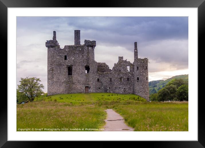 Kilchurn Castle, the ruins of a Scottish Castle, at twlight after sun set Framed Mounted Print by SnapT Photography