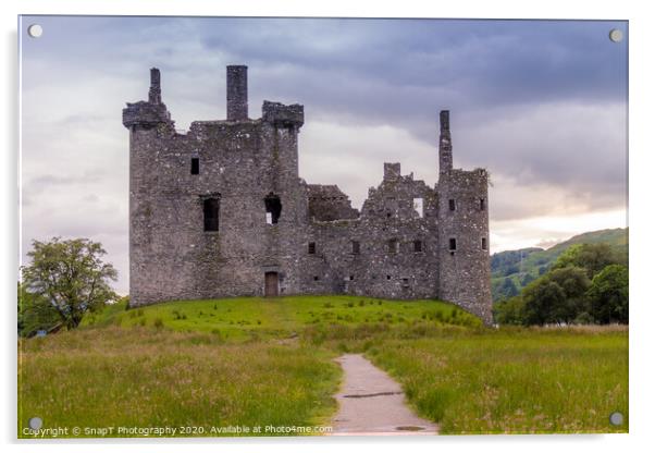 Kilchurn Castle, the ruins of a Scottish Castle, at twlight after sun set Acrylic by SnapT Photography