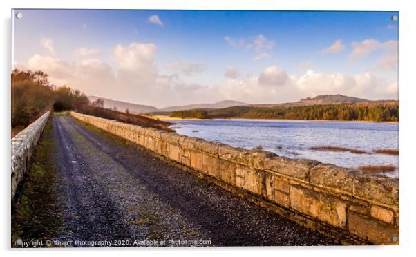 The old Stroan Viaduct at Loch Sroan at sunset in  Acrylic by SnapT Photography