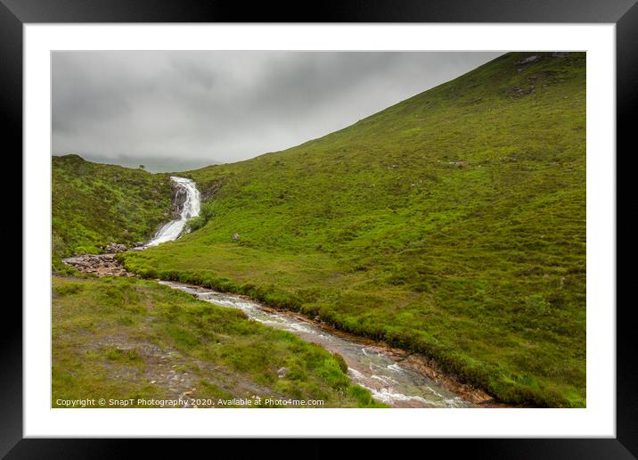 A waterfall and fast flowing highland stream on the isle of Skye, Scotland Framed Mounted Print by SnapT Photography
