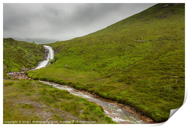 A waterfall and fast flowing highland stream on the isle of Skye, Scotland Print by SnapT Photography