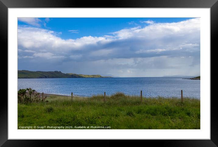The shoreline at Loch Brittle on a cloudy summers evening on the Isle of Skye Framed Mounted Print by SnapT Photography