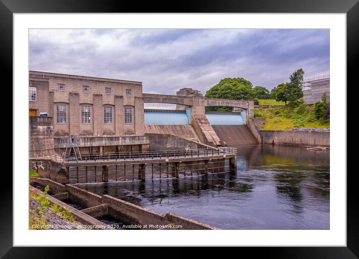 Pitlochry Dam, hydro electric power station and salmon ladder at twilight Framed Mounted Print by SnapT Photography