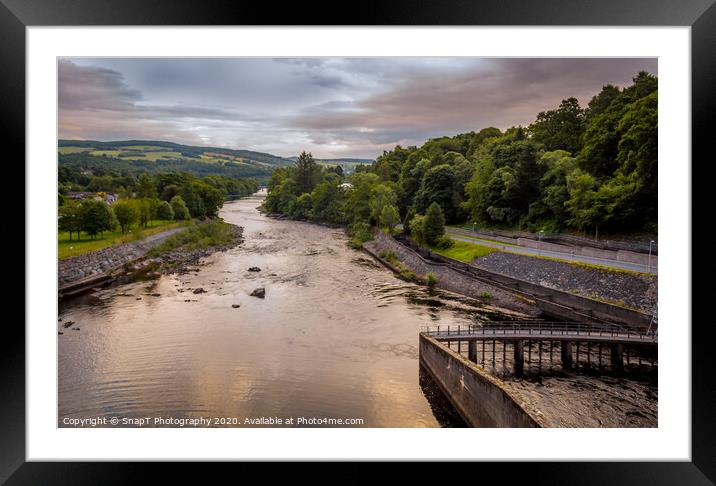 A view down the River Tummel at sunset from Pitloc Framed Mounted Print by SnapT Photography