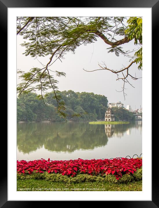 Turtle Tower on Hoan Kiem Lake, in the old quarter of Hanoi, Vietnam Framed Mounted Print by SnapT Photography