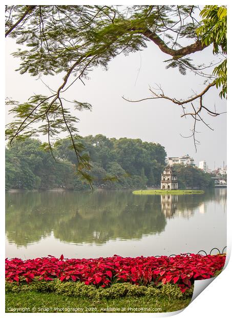 Turtle Tower on Hoan Kiem Lake, in the old quarter of Hanoi, Vietnam Print by SnapT Photography