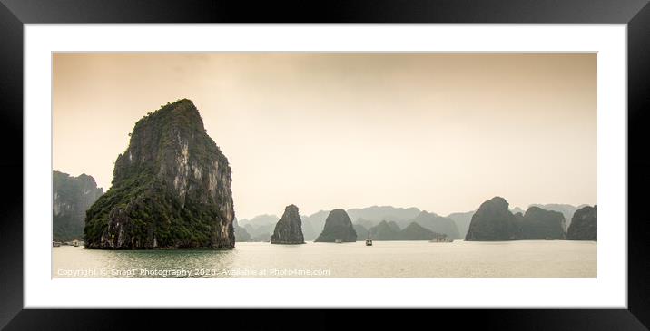 Limestone karst islands in Ha long Bay, Vietnam Framed Mounted Print by SnapT Photography