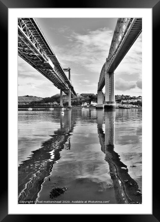 Tamar Bridges, Saltash. Framed Mounted Print by Neil Mottershead