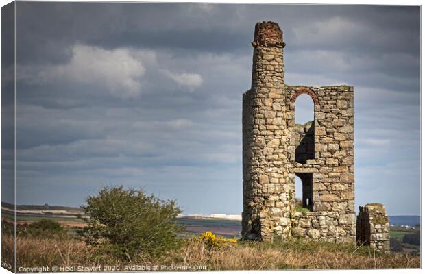 Whim Engine House at Ding Dong Mine, West Cornwall Canvas Print by Heidi Stewart