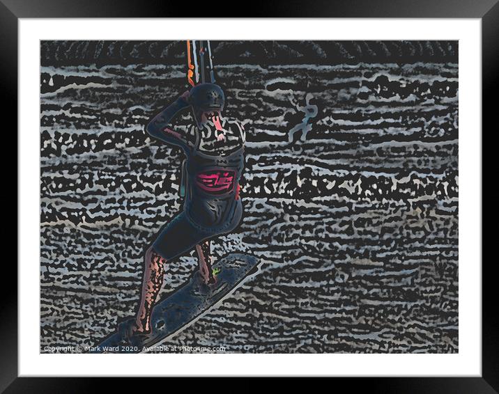 Kitesurf Action Man Framed Mounted Print by Mark Ward