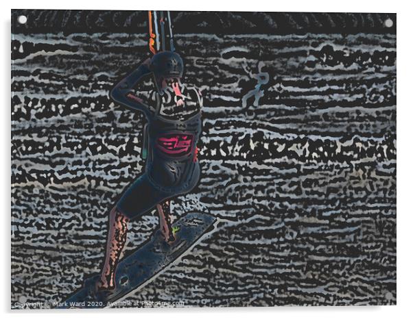 Kitesurf Action Man Acrylic by Mark Ward