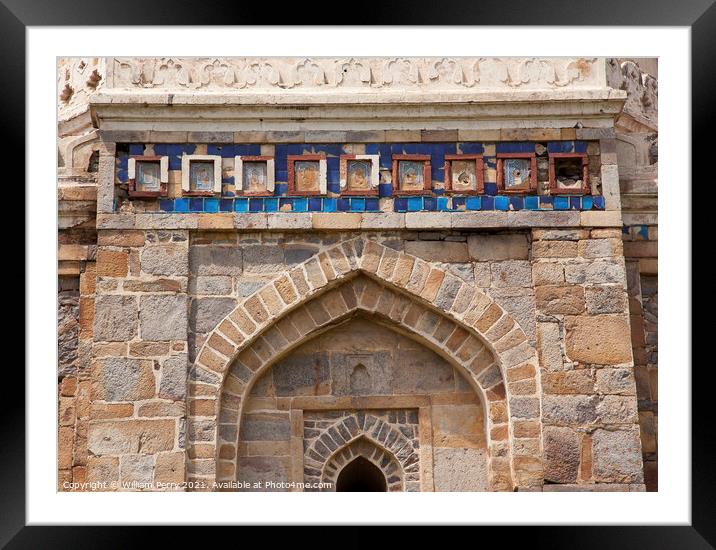 Islamic Decorations Gumbad Tomb Lodi Gardens New Delhi India Framed Mounted Print by William Perry