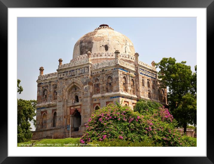 Sheesh Shish Gumbad Tomb Lodi Gardens New Delhi India Framed Mounted Print by William Perry