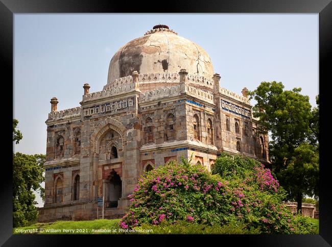 Sheesh Shish Gumbad Tomb Lodi Gardens New Delhi India Framed Print by William Perry
