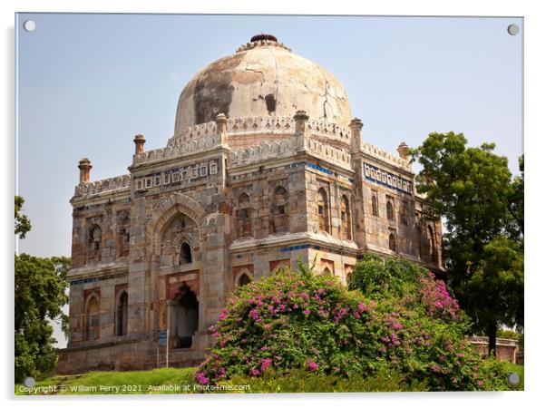 Sheesh Shish Gumbad Tomb Lodi Gardens New Delhi India Acrylic by William Perry