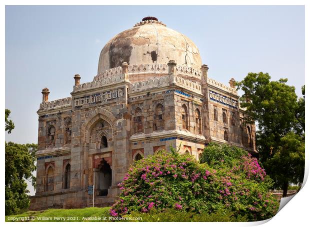 Sheesh Shish Gumbad Tomb Lodi Gardens New Delhi India Print by William Perry