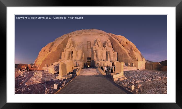 Sunrise Over Abu Simbel, Egypt Panoramic Framed Mounted Print by Philip Brown