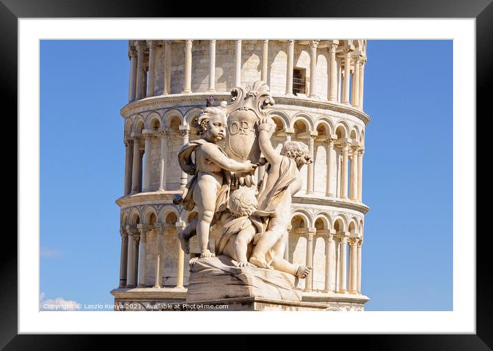 Cherubs and the Leaning Tower - Pisa Framed Mounted Print by Laszlo Konya