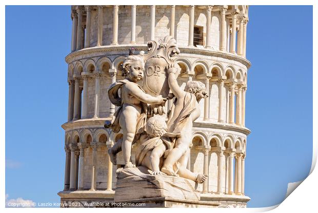 Cherubs and the Leaning Tower - Pisa Print by Laszlo Konya