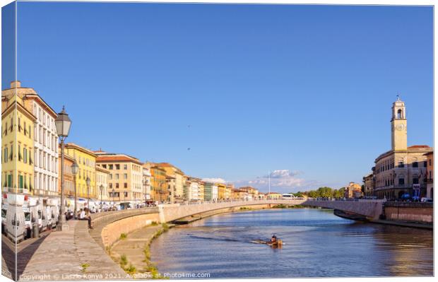 Ponte di Mezzo over the Arno - Pisa Canvas Print by Laszlo Konya