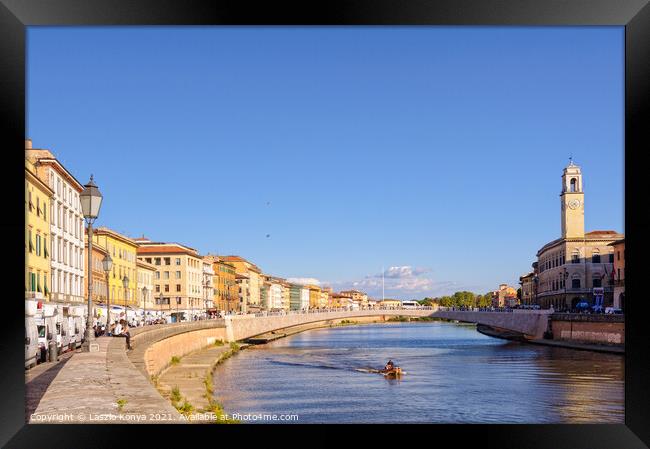 Ponte di Mezzo over the Arno - Pisa Framed Print by Laszlo Konya