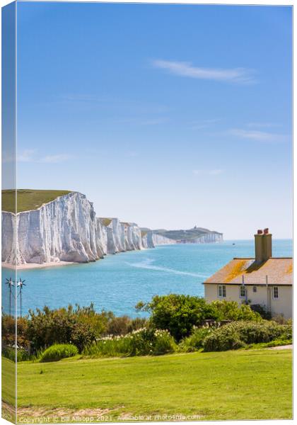The Seven Sisters and Coastguard Cottages Canvas Print by Bill Allsopp