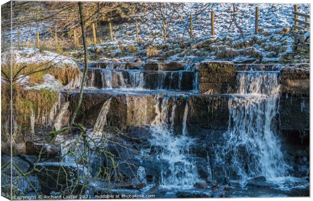 A Wintry Waterfall in Ettersgill, Teesdale Canvas Print by Richard Laidler