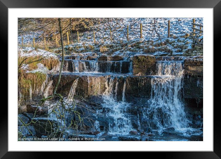 A Wintry Waterfall in Ettersgill, Teesdale Framed Mounted Print by Richard Laidler