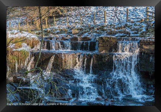 A Wintry Waterfall in Ettersgill, Teesdale Framed Print by Richard Laidler