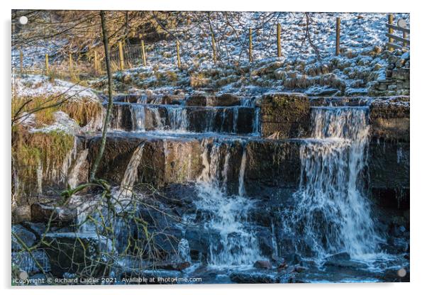 A Wintry Waterfall in Ettersgill, Teesdale Acrylic by Richard Laidler