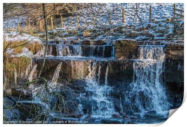 A Wintry Waterfall in Ettersgill, Teesdale Print by Richard Laidler