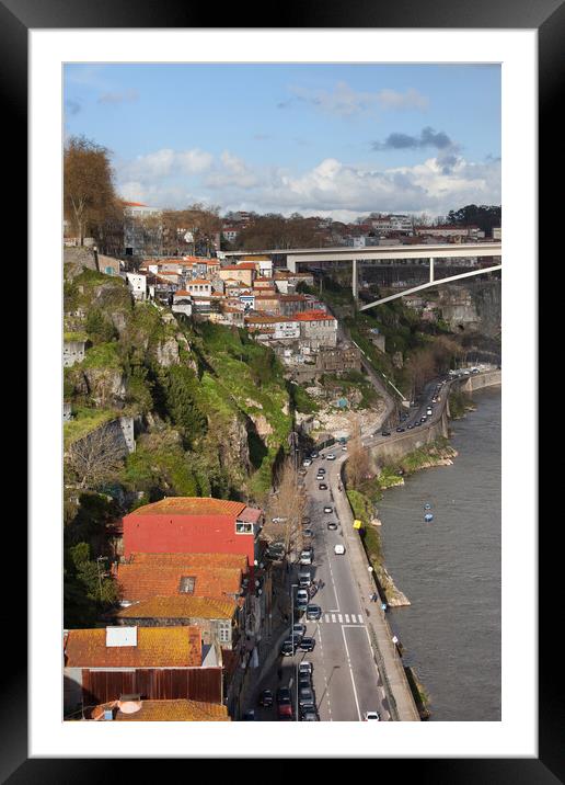 City of Porto in Portugal along Douro River Framed Mounted Print by Artur Bogacki