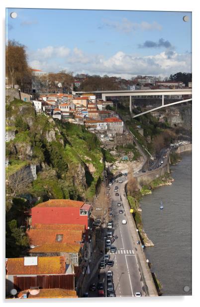 City of Porto in Portugal along Douro River Acrylic by Artur Bogacki