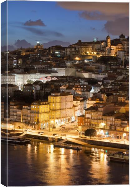 City of Porto in Portugal by Night Canvas Print by Artur Bogacki