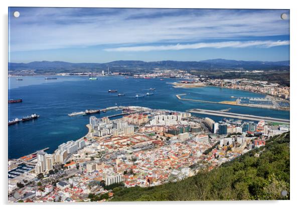 Gibraltar City and Bay Acrylic by Artur Bogacki